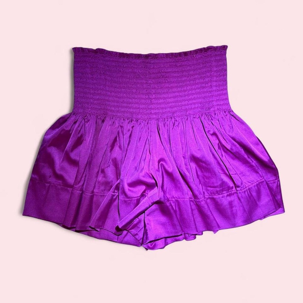 Natural Life Purple Satin Smocked Skort Ruffled Hem Boho Fairycore Small